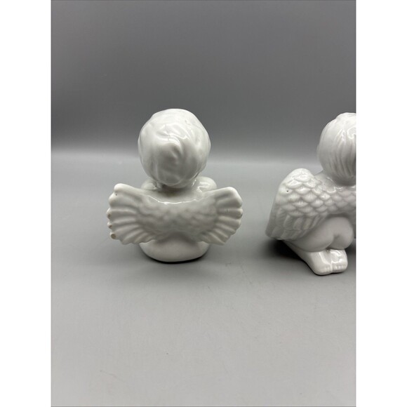Vintage Ceramic Angels Set Of 3 White Glossy 4” Tall - Picture 7 of 13